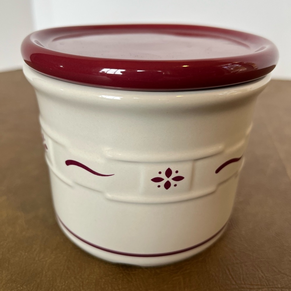 Longaberger Woven Traditions 1 pint Salt/Utensil Crock with Lid Heritage Red